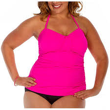 Suddenly Slim By Womens Plus Size Slimming Bandeau Swimsuit With Flattering Shirring