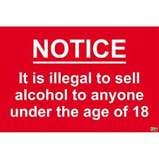 sell alcohol to anyone under 18 sign