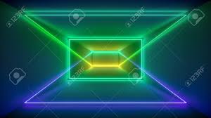 3d Rendering Neon Lights Laser Show Glowing Lines Abstract