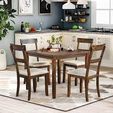 Reclaimed wood dining room table sets. Amazon Com P Purlove 5 Piece Dining Table Set Rustic Wood Kitchen Table And 4 Chairs 5 Piece Wooden Dining Set For Kitchen Dining Room American Walnut Table Chair Sets