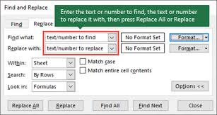 find or replace text and numbers on a