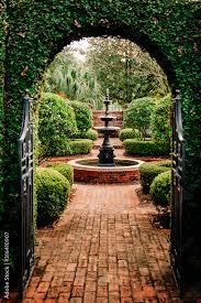 Outdoor Green Secret Garden With Arched