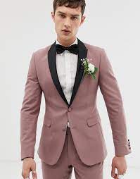 For customer care, please tweet @asos_heretohelp. Asos Design Wedding Super Skinny Tuxedo Suit Jacket In Mauve Asos