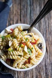 rotini pasta salad with mozzarella and