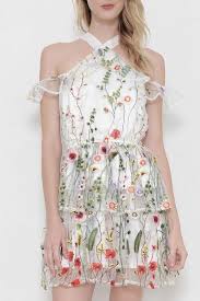 Summer Embroidery Floral White Off Shoulder Dress Things