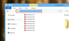 default screenshot folder in windows 8