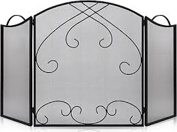 H 3 Panels Solid Wrought Iron Fireplace