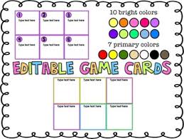Game Cards Template Teaching Resources Teachers Pay Teachers