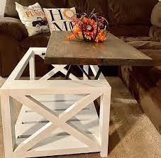 Rustic X And Lift Top Coffee Table