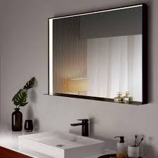 Dreamwerks 40 In W X 24 In H Framed Rectangular Led Light Bathroom Vanity Mirror In Black Dmlh013 The Home Depot