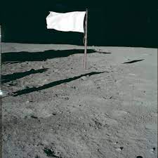 faded flags on the moon air e