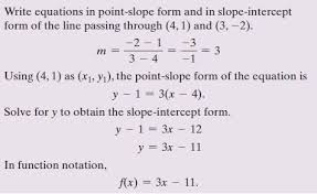 Write Equations In Point Slope Form