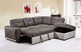 quinto grey fabric corner sofa bed pull