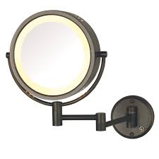 lighted wall makeup mirror in bronze