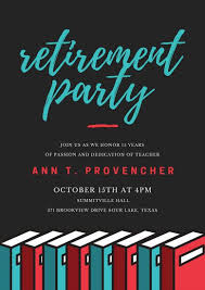Red And Blue Books Teacher Retirement Party Poster Templates By Canva