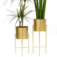large planter pots with metal stands
