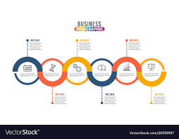 Template Timeline Infographic Colored Horizontal Vector Image