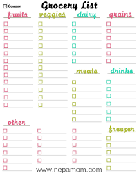 Example Of Grocery List Budget Spreadsheet Shopping Template Print