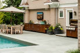 Outdoor Kitchen With A Pool