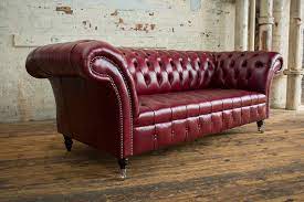 3 Seater Vintage Burgundy Red Leather