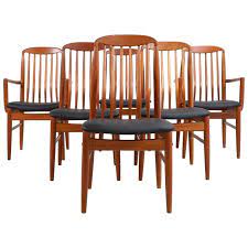 six danish modern teak dining chairs by