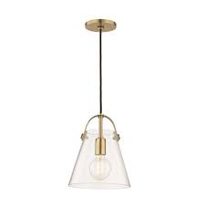 Mitzi By Hudson Valley Lighting Karin 1 Light Aged Brass Small Pendant With Clear Glass H162701s Agb The Home Depot