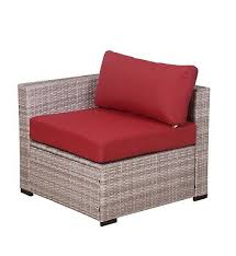 Red Patio Sectional Rattan Set