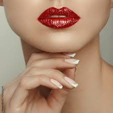 red lips and french manicure