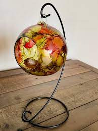 Hand Painted Autumnal Hanging Glass Tea