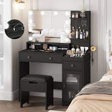 veanerwood black vanity desk with