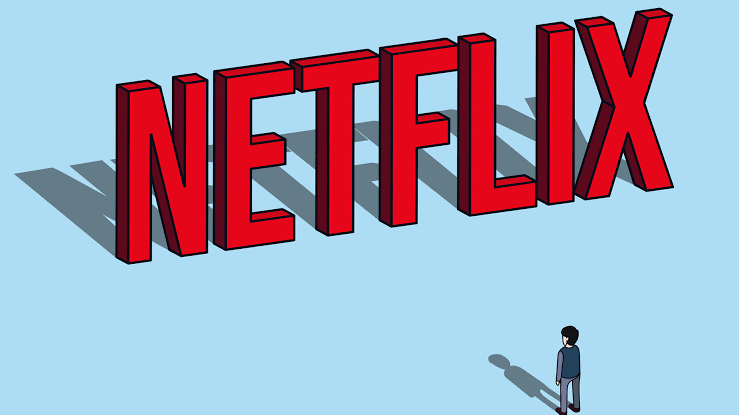 3d Netflix Logo with a character standing