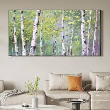 Large Hand Painted Birch Tree Oil