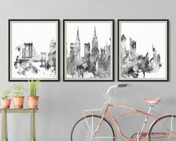 Nyc Art Print Set Of 3 Skyline New York