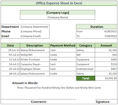 office expense sheet in excel