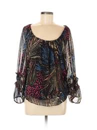 Details About Mm Couture By Miss Me Women Black 3 4 Sleeve Silk Top M