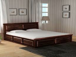 polished wooden king size bed color