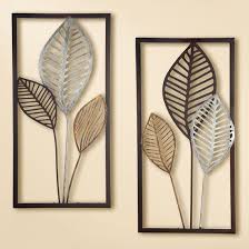 Leaves Metal Set Of 2 Wall Art In Brown