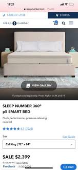 cal king sleep number p5 360 smart bed