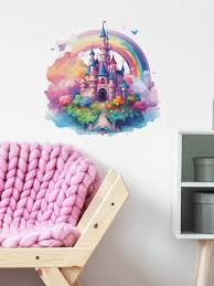 1pc Cartoon Rainbow Painted Castle Wall