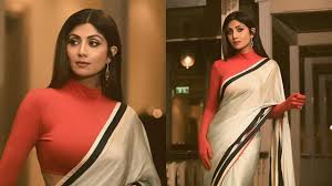 shilpa shetty s full sleeved red blouse