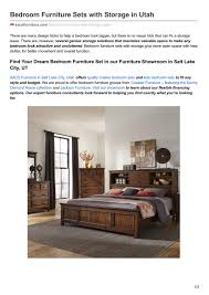 This will leave the rest of the room open for other furniture items. Bedroom Furniture Sets With Storage In Utah By Sacs Furniture Issuu