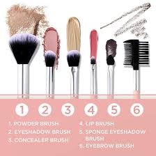 miniso 7pcs makeup brush set pink in