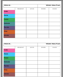 Weekly Meal Plan Chart Free Printable Runholy