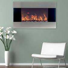 stainless steel electric fireplace with