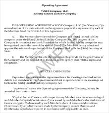 Llc Partnership Agreement Template Free Download Operating Agreement