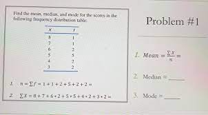 solved find the mean an and mode