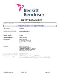 safety data sheet reckitt benckiser
