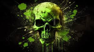 green skull paint on a black surface