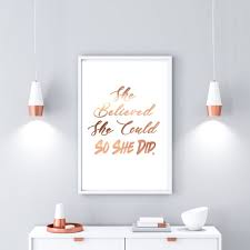 she did wall art rose gold wall