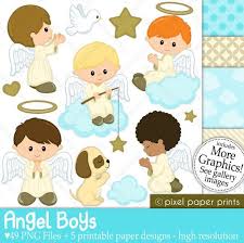Angel Boys Clipart Digital Paper And
